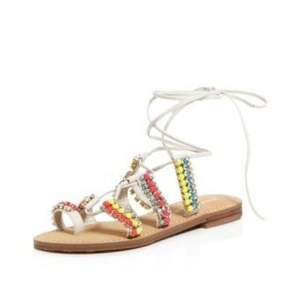 Size 6.5 Ivanka Trump Ivory Leather Tendre Sandals - Picture 1 of 1